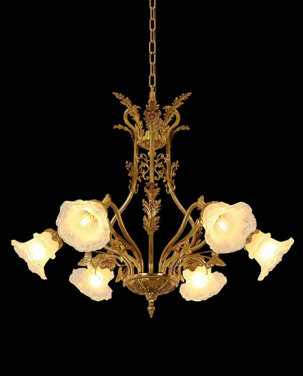 6 Lights Classical Retro Brass Chandelier Light 33X27 Inch