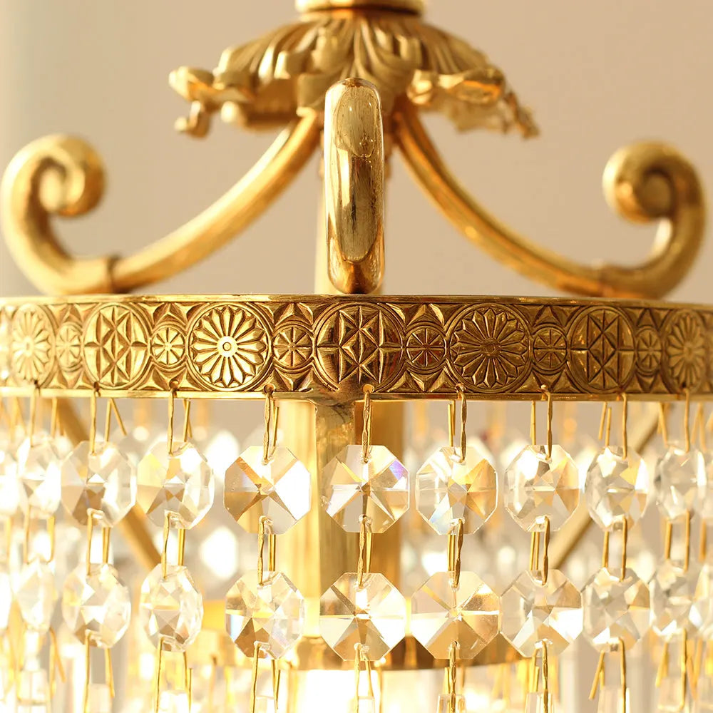 2-Pack 8-Inch Mini Crystal Chandeliers, Antique Brass Chandelier for Kitchen