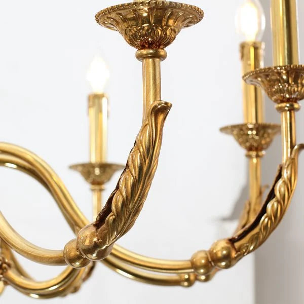 10 Lights Baroque Style Chandelier Light Antique Brass Chandelier for Living Room