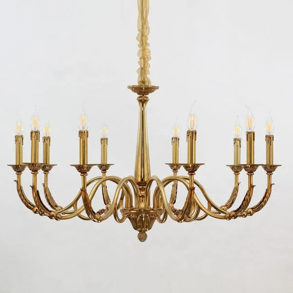 10 Lights Baroque Style Chandelier Light Antique Brass Chandelier for Living Room