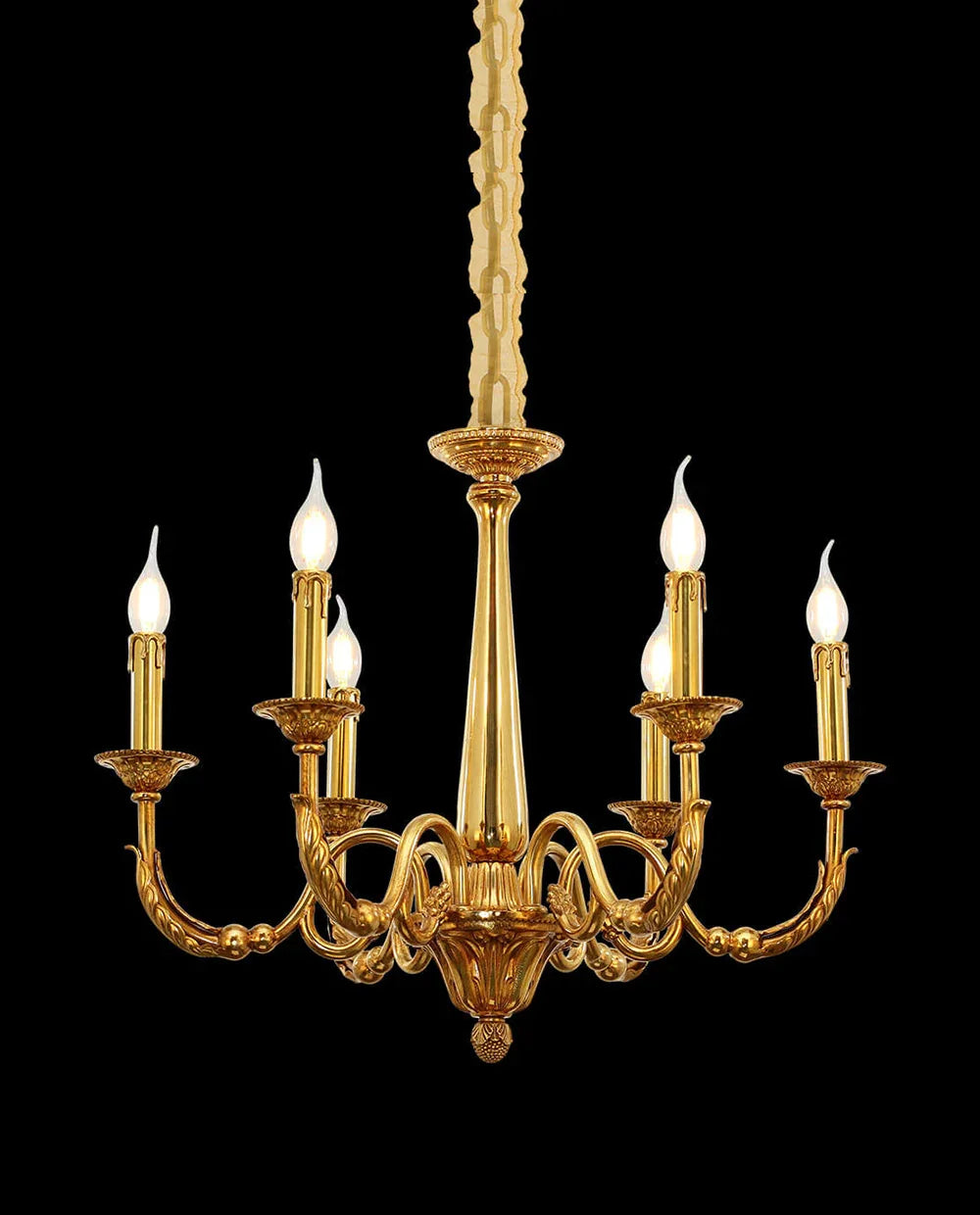 6 Lights Baroque Style Chandelier Small French Brass Chandelier
