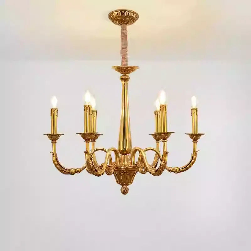 6 Lights Baroque Style Chandelier Small French Brass Chandelier