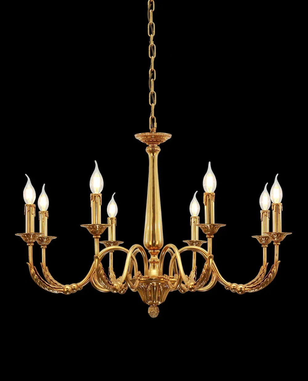 8 Lights Baroque Style Small French Chandelier Antique Brass Chandelier for Bedroom
