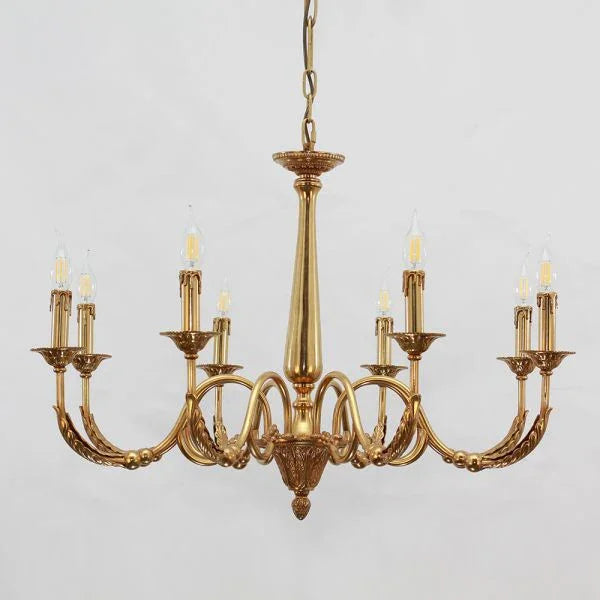 8 Lights Baroque Style Small French Chandelier Antique Brass Chandelier for Bedroom