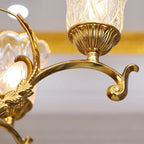 33X25 Inch 6 Lights Small Antique Copper Chandelier Light with Glass Shades