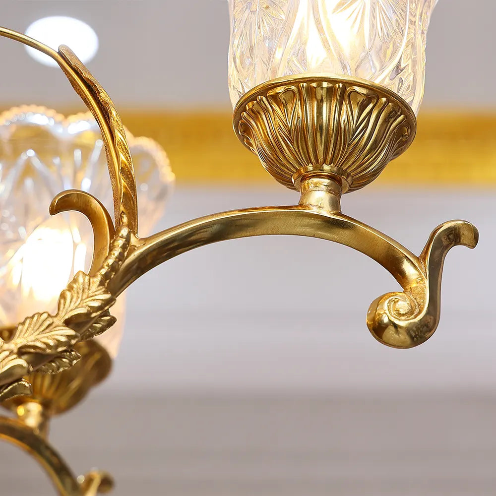 33X25 Inch 6 Lights Small Antique Copper Chandelier Light with Glass Shades
