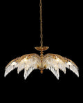33 Inch Wide 1 Layer Small Brass Palm Tree Gold Crystal Chandelier for Dining Room