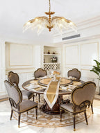 33 Inch Wide 1 Layer Small Brass Palm Tree Gold Crystal Chandelier for Dining Room