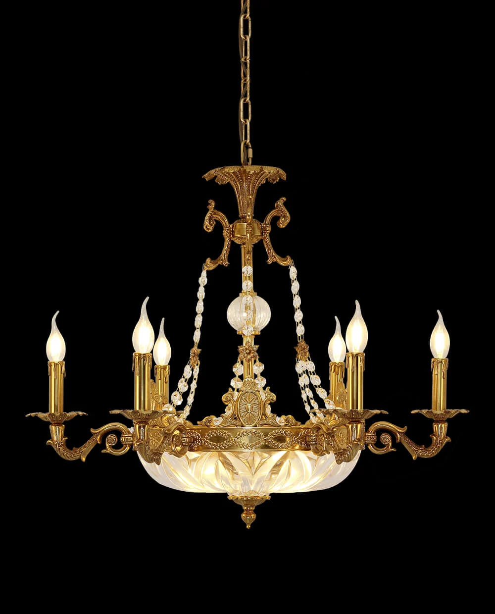 31X27 Inch 9 Lights Retro Style French Empire Chandelier Brass Chandelier for Study Room