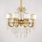 Statement 31X30 Inch 8-Light Candle Style Antique Brass Crystal Chandelier – Perfect for Dining Room Living Room Entryway