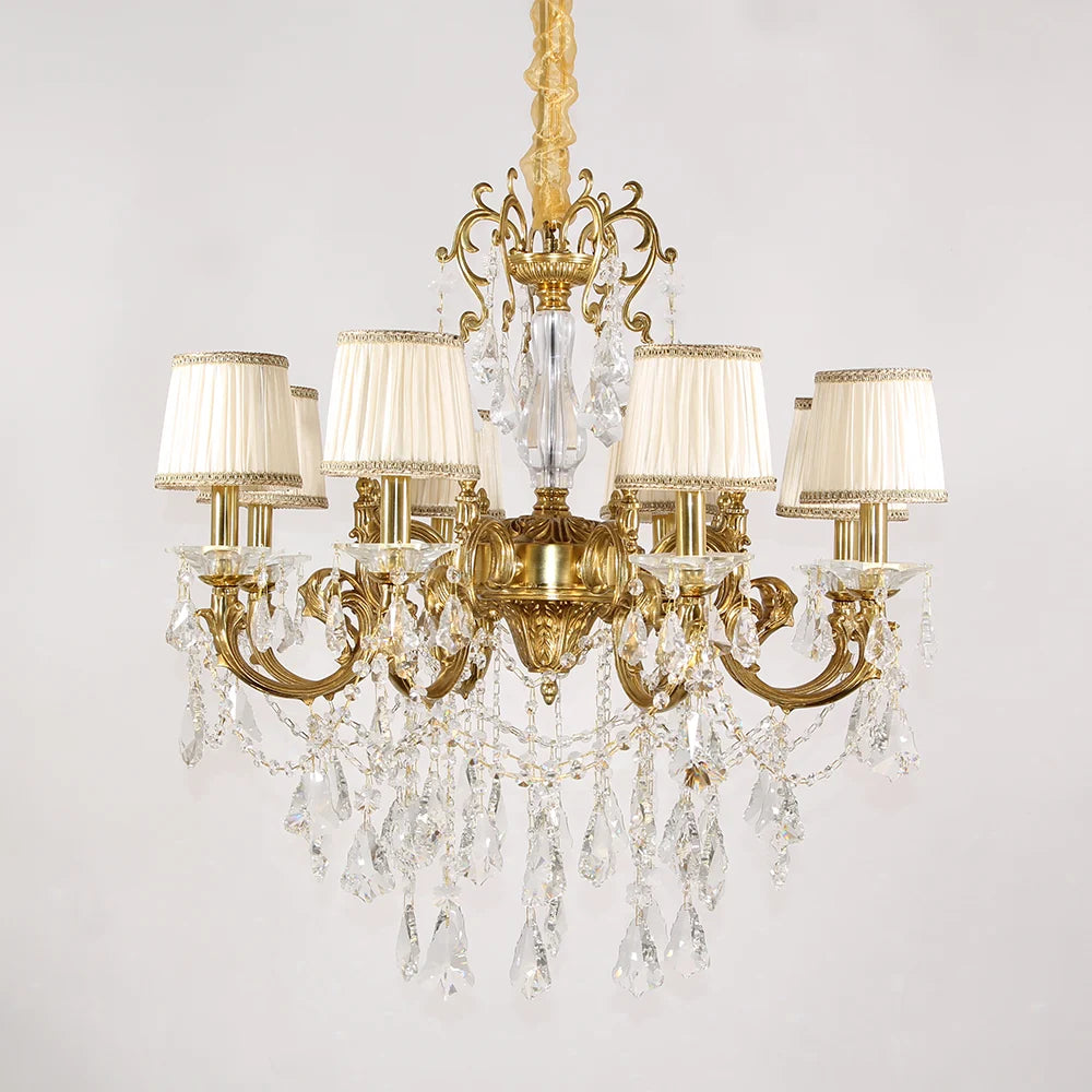 Statement 31X30 Inch 8-Light Candle Style Antique Brass Crystal Chandelier – Perfect for Dining Room Living Room Entryway