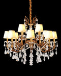 37X31 Inch 12-Light Candle Style Antique Brass Crystal Chandelier – Ideal for Dining Room & Foyer High Ceilings