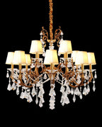 37X31 Inch 12-Light Candle Style Antique Brass Crystal Chandelier – Ideal for Dining Room & Foyer High Ceilings