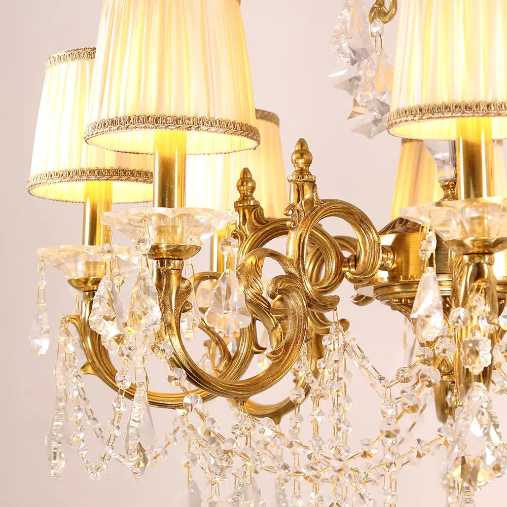 Statement 31X30 Inch 8-Light Candle Style Antique Brass Crystal Chandelier – Perfect for Dining Room Living Room Entryway