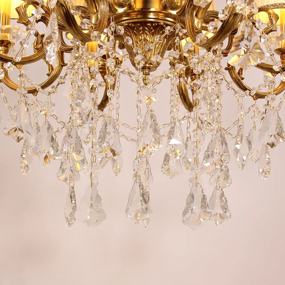 Statement 31X30 Inch 8-Light Candle Style Antique Brass Crystal Chandelier – Perfect for Dining Room Living Room Entryway
