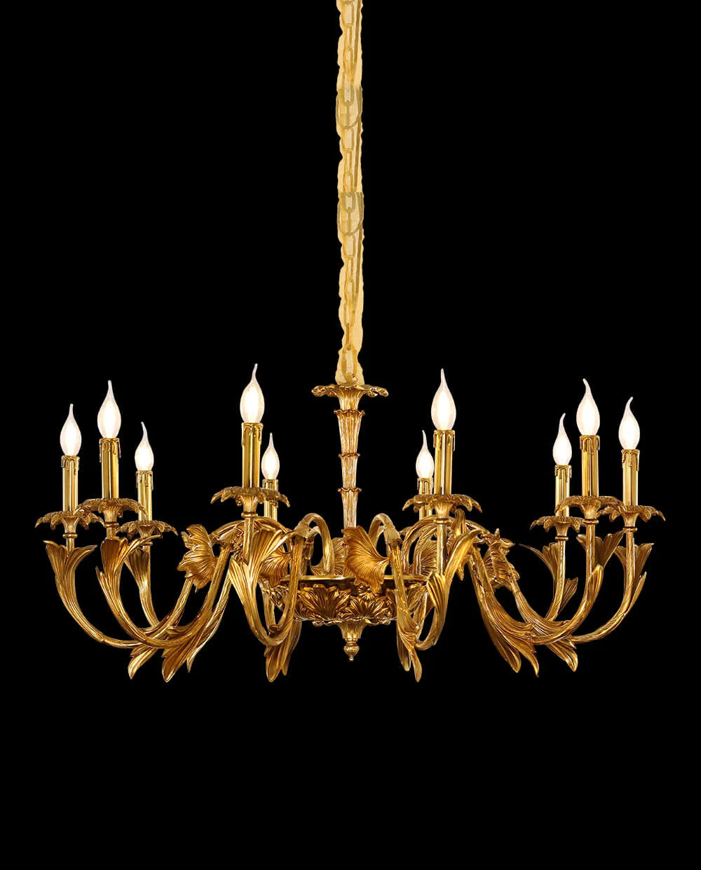41X20 Inch 10 Lights Baroque Style European Antique Copper Chandelier