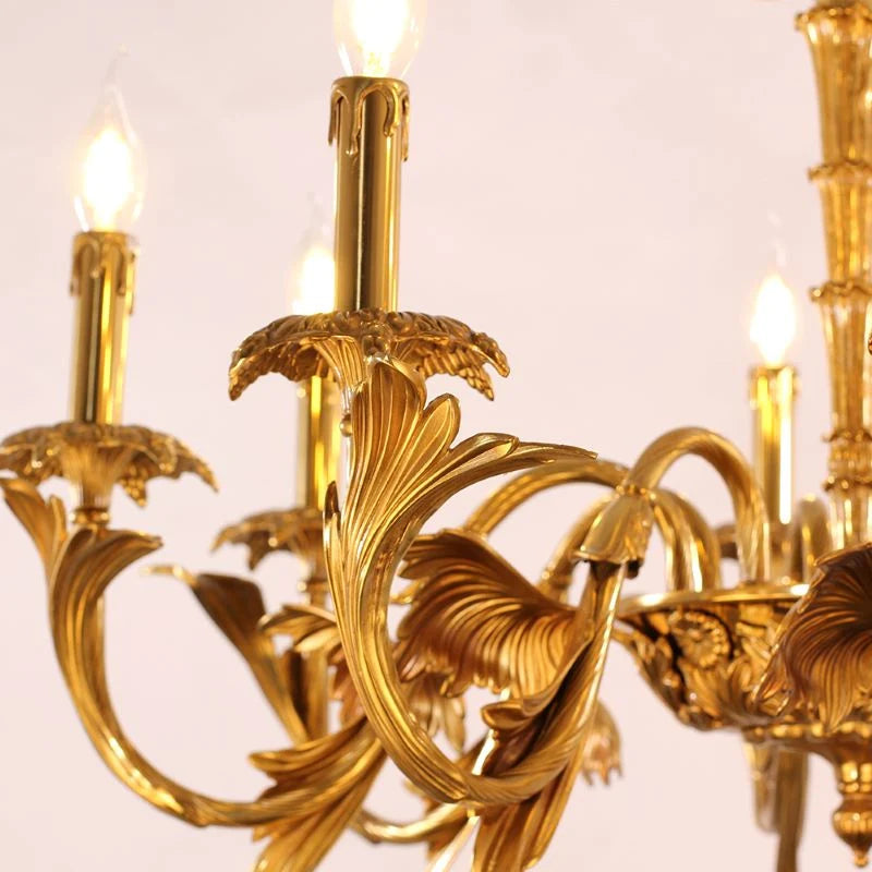41X20 Inch 10 Lights Baroque Style European Antique Copper Chandelier