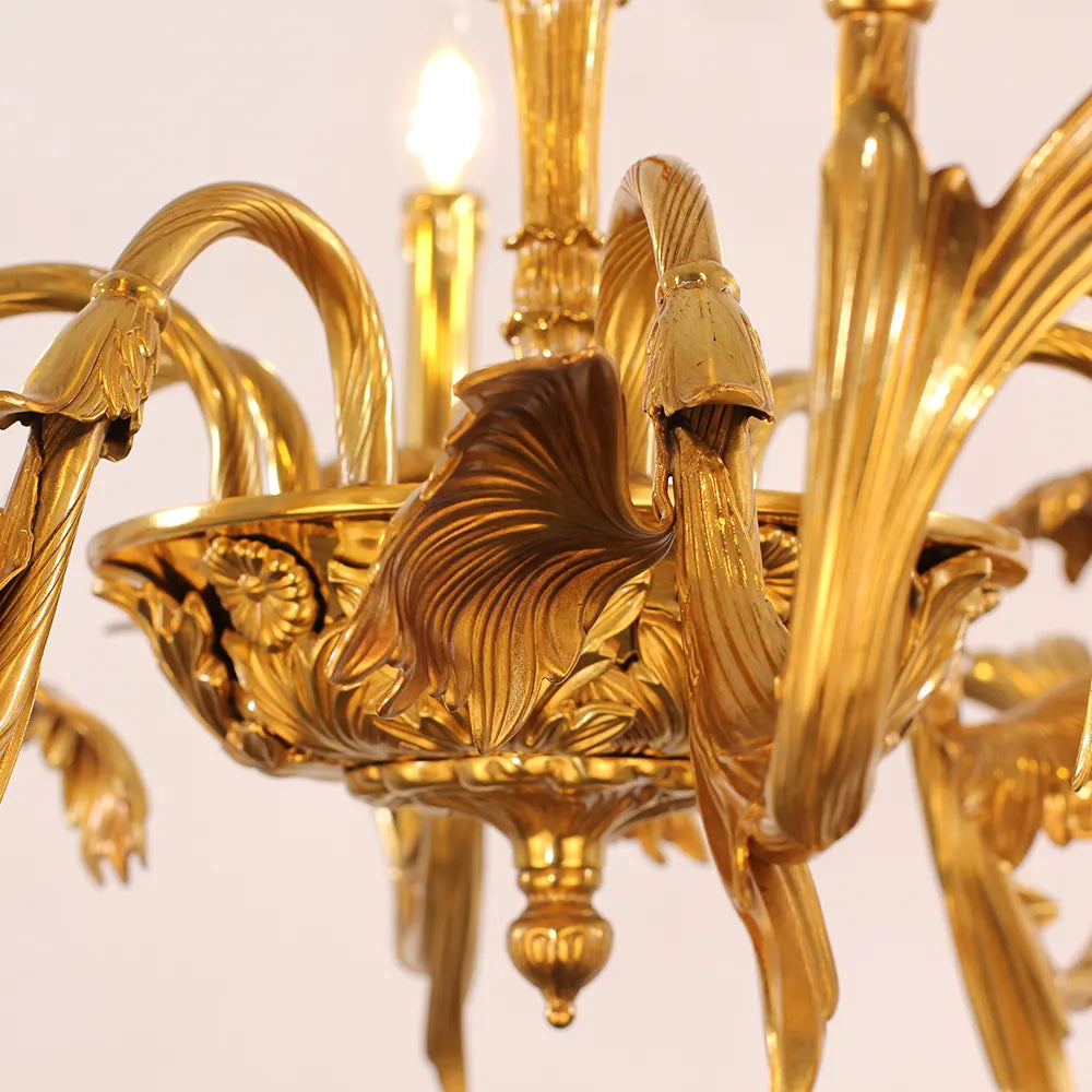 41X20 Inch 10 Lights Baroque Style European Antique Copper Chandelier