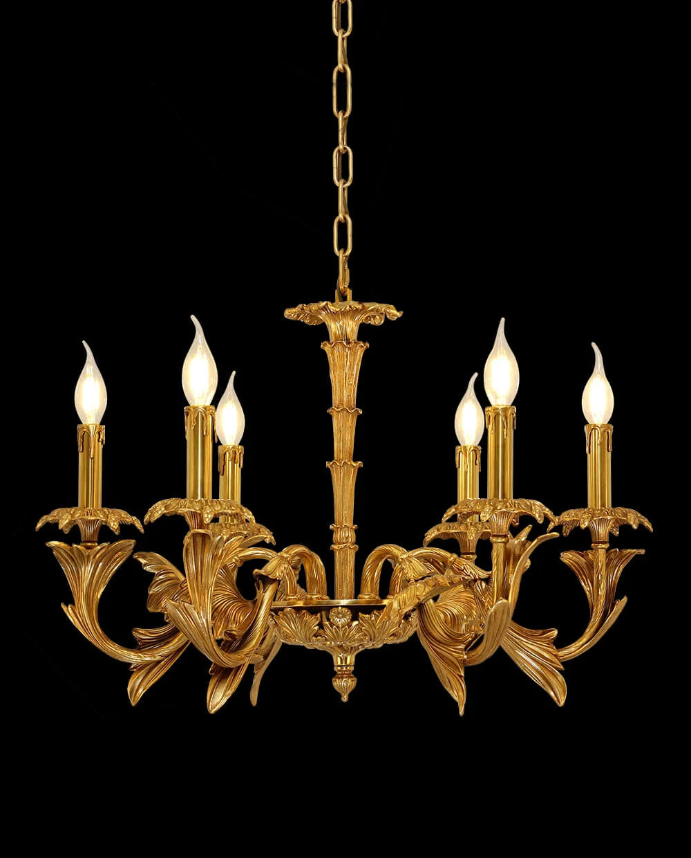 26X20 Inch 6 Lights Baroque Style European Antique Copper Chandelier