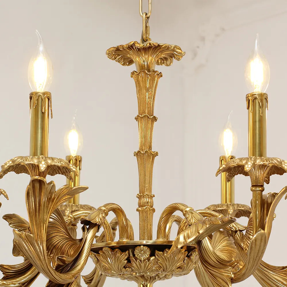 26X20 Inch 6 Lights Baroque Style European Antique Copper Chandelier