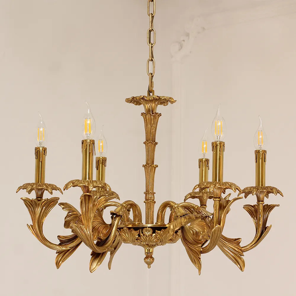 26X20 Inch 6 Lights Baroque Style European Antique Copper Chandelier