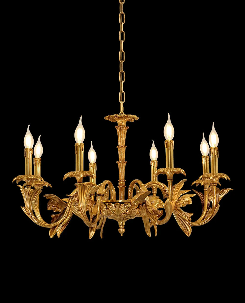 33X20 Inch 8 Lights Baroque Style European Antique Copper Chandelier