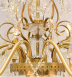 Six Brass Arms Classical Crystal Chandelier Small Gold Chandelier for Bedroom 26X26 Inch