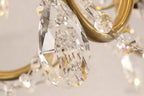 Six Brass Arms Classical Crystal Chandelier Small Gold Chandelier for Bedroom 26X26 Inch