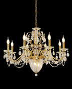 Eight Brass Arms Classical Crystal Chandelier Small Gold Chandelier for Sitting Room 33X28 Inch