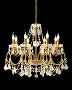 8 Lights Candle Style Small Brass and Crystal Chandelier for Bedroom
