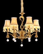 25X24 Inch 6 Light Elegant Antique Brass and Crystal Chandelier Light for Bedroom