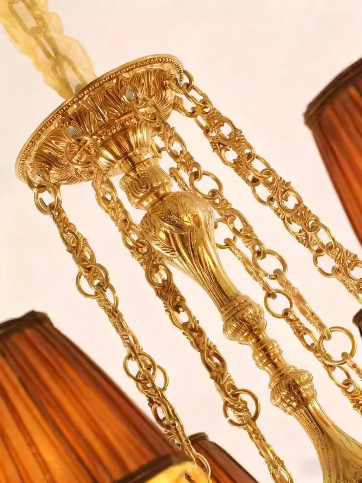 30X30 Inch 6 Lights Baroque Style Antique Copper Chandelier