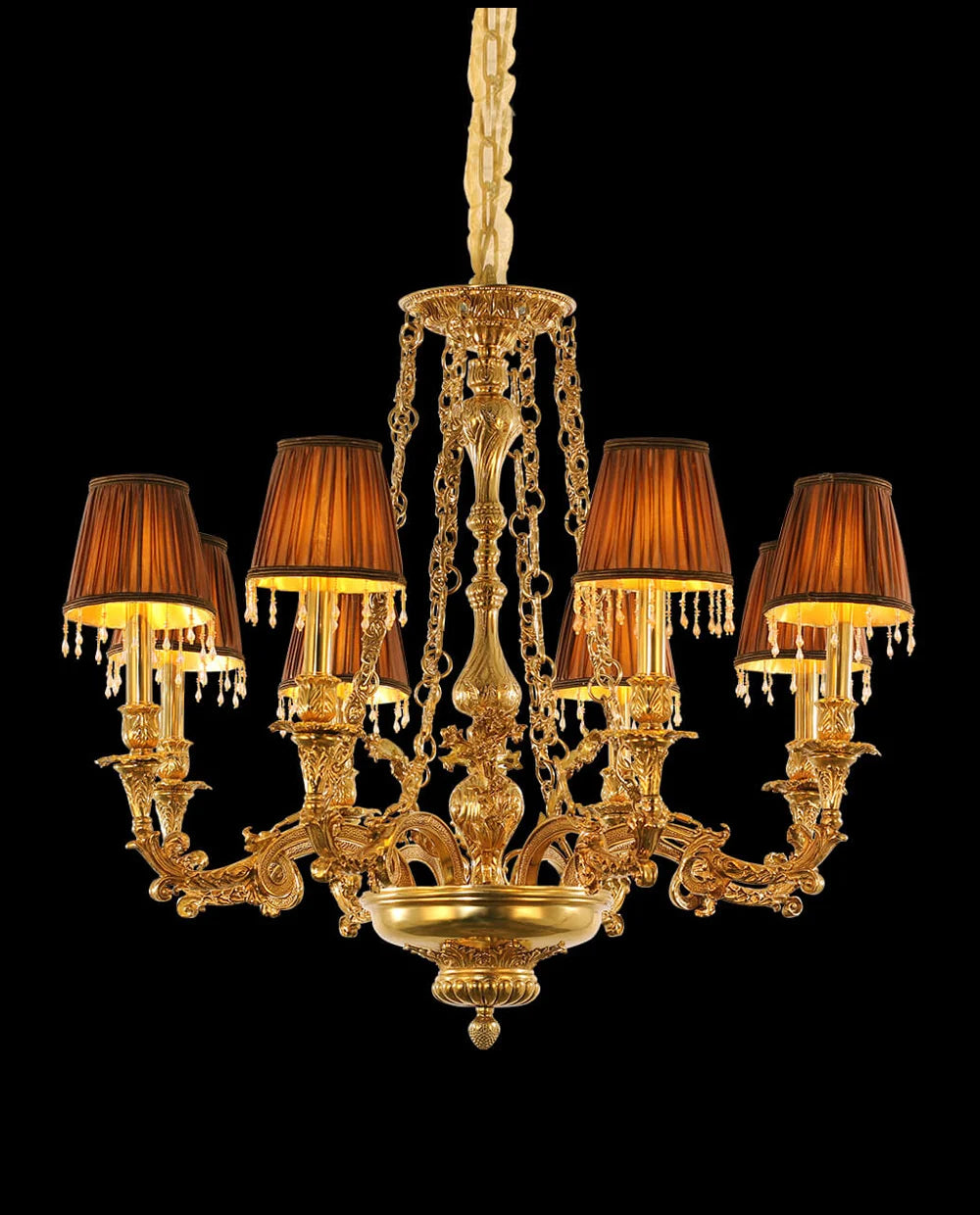 35X30 Inch 8 Lights Baroque Style Antique Copper Chandelier
