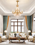 Stunning 39'' W x 43'' H Two Tier French Empire Chandelier – Antique Brass & Crystal for Formal Living Room Foyer Dining Room