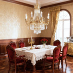 31'' W x 33'' H Small Antique Brass and Crystal Chandelier Lighting