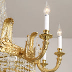 31'' W x 33'' H Small Antique Brass and Crystal Chandelier Lighting