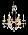6 Lights Candle Style Brass Chandelier Gold Bedroom Crystal Chandelier