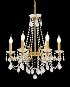 6 Lights Candle Style Brass Chandelier Gold Bedroom Crystal Chandelier