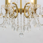 6 Lights Candle Style Brass Chandelier Gold Bedroom Crystal Chandelier