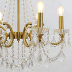 6 Lights Candle Style Brass Chandelier Gold Bedroom Crystal Chandelier