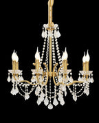 8 Lights Candle Style Brass Chandelier Gold Bedroom Crystal Chandelier