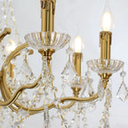 8 Lights Candle Style Brass Chandelier Gold Bedroom Crystal Chandelier