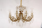28X31 Inch 6 Lights Small Classical Candle Style Brass and Crystal Chandelier Lighting
