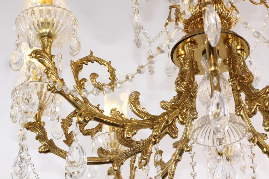 28X31 Inch 6 Lights Small Classical Candle Style Brass and Crystal Chandelier Lighting