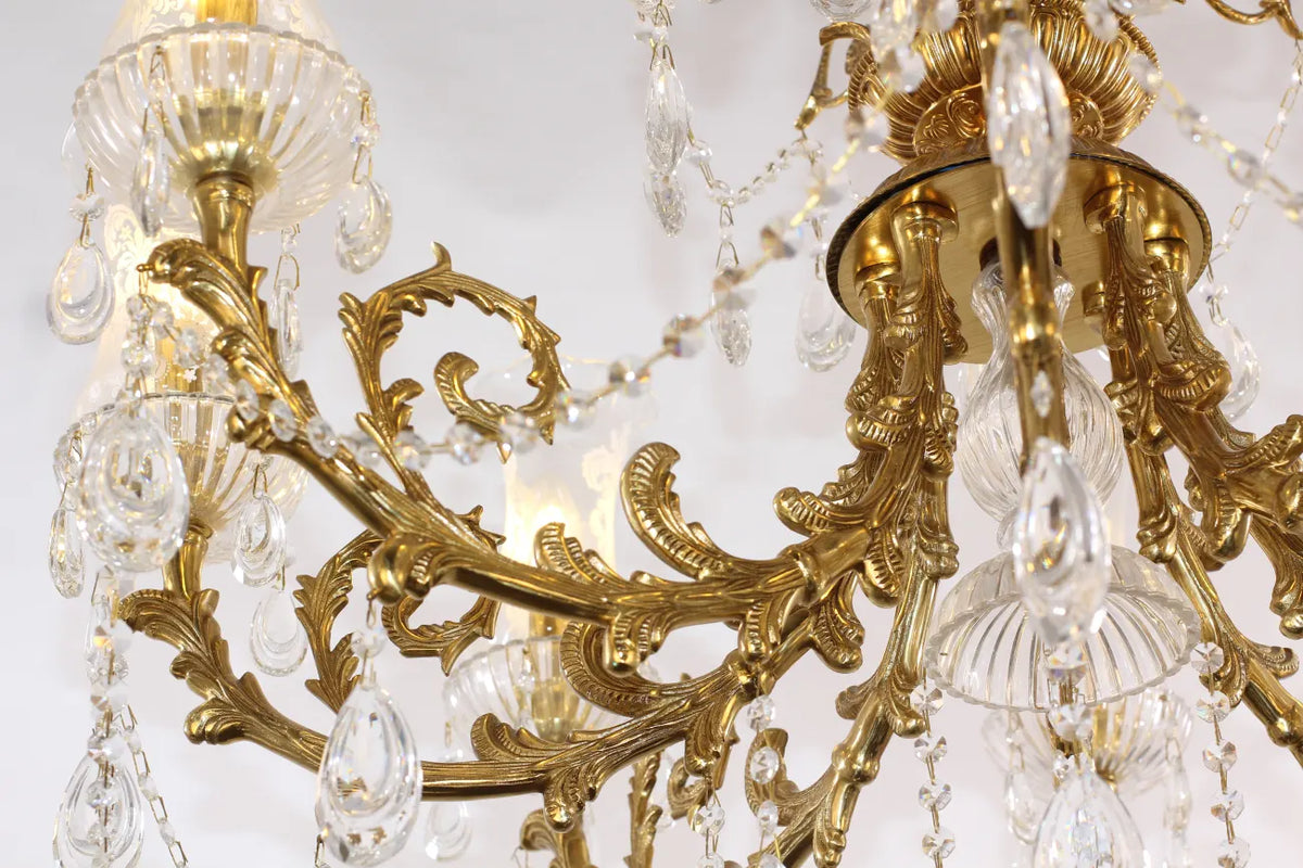 28X31 Inch 6 Lights Small Classical Candle Style Brass and Crystal Chandelier Lighting