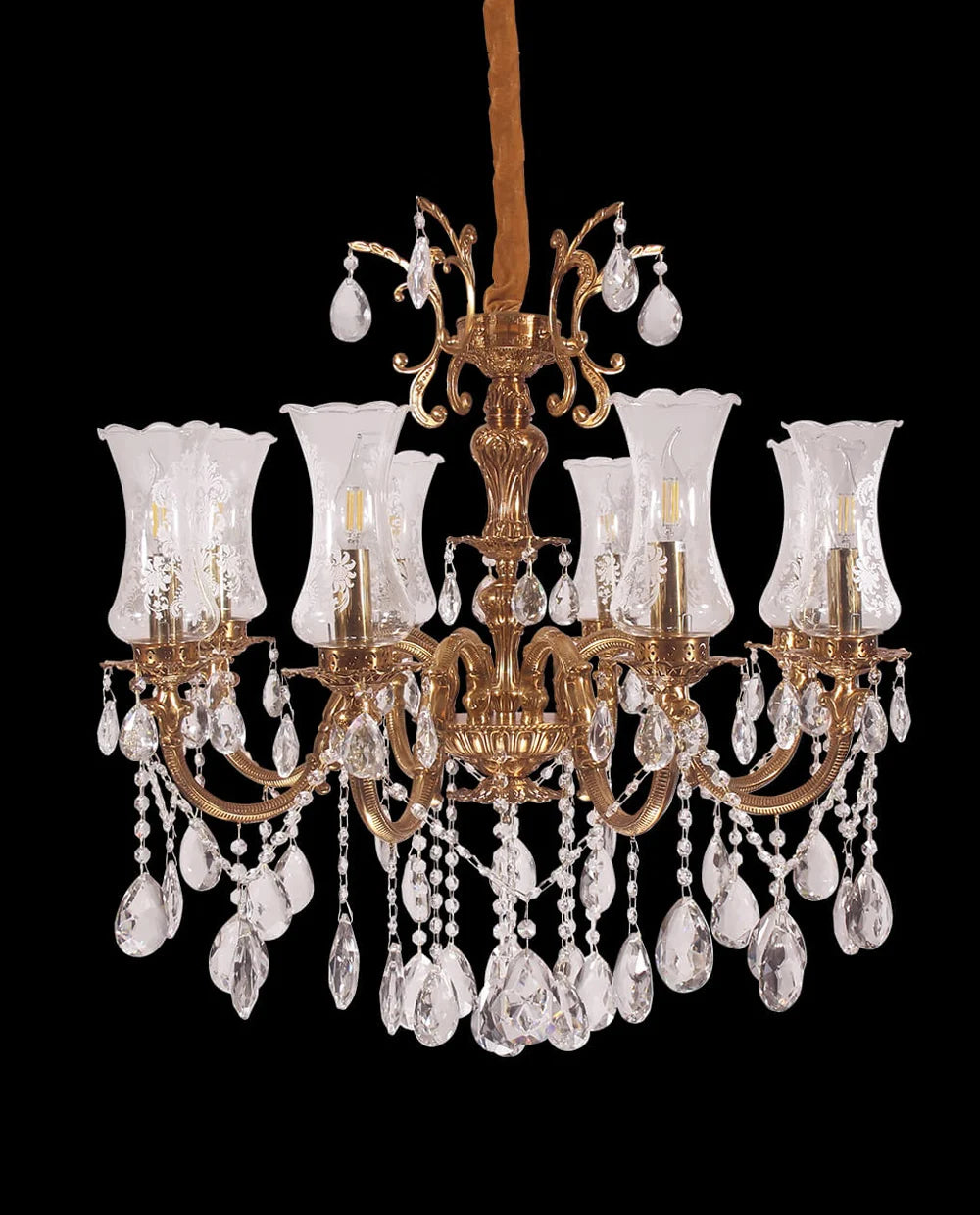 31X32 Inch 8 Lights Small Classical Candle Style Brass and Crystal Chandelier Lighting