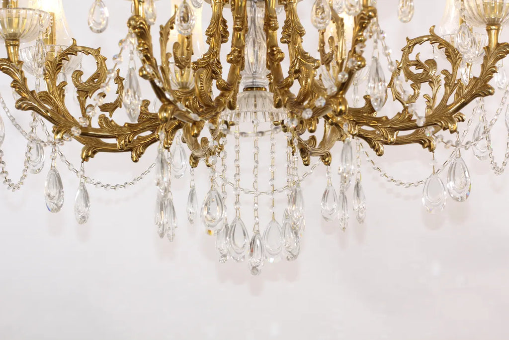 31X32 Inch 8 Lights Small Classical Candle Style Brass and Crystal Chandelier Lighting