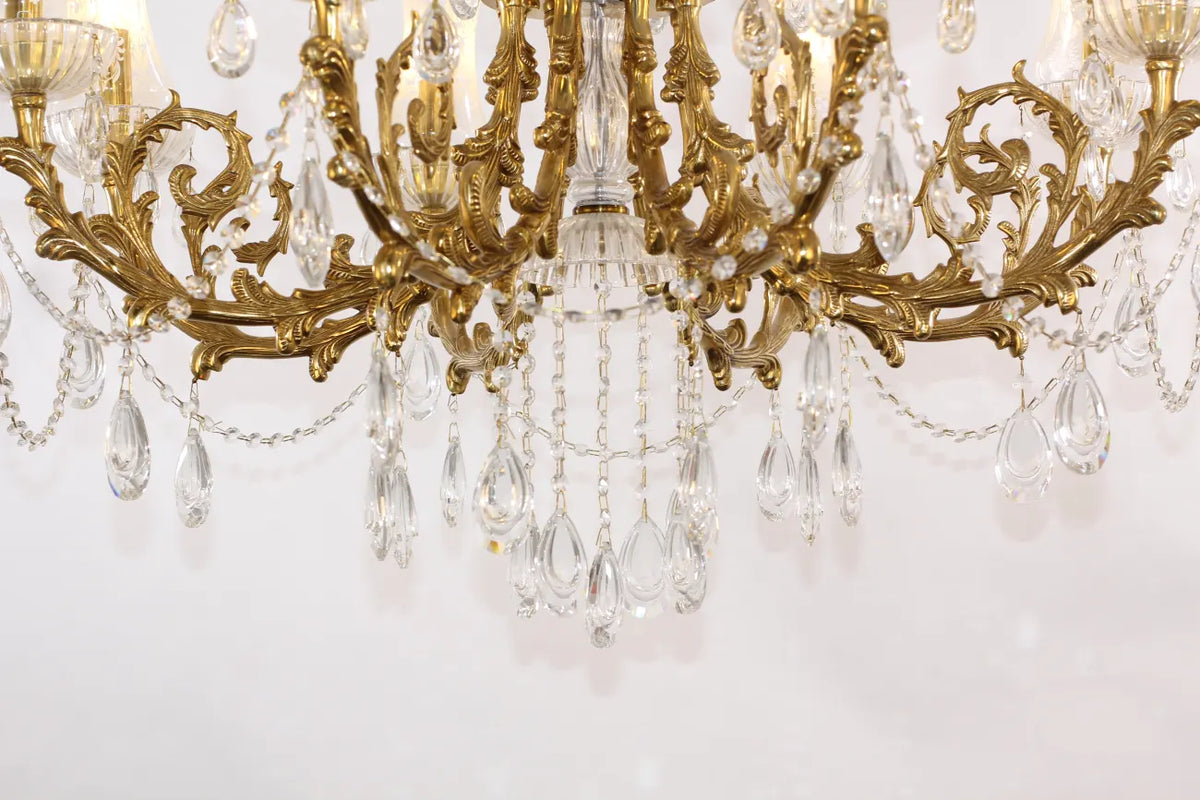 31X32 Inch 8 Lights Small Classical Candle Style Brass and Crystal Chandelier Lighting