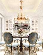 28X35 Inch 12 Lights French Empire Brass and Crystal Chandelier