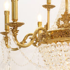28X35 Inch 12 Lights French Empire Brass and Crystal Chandelier